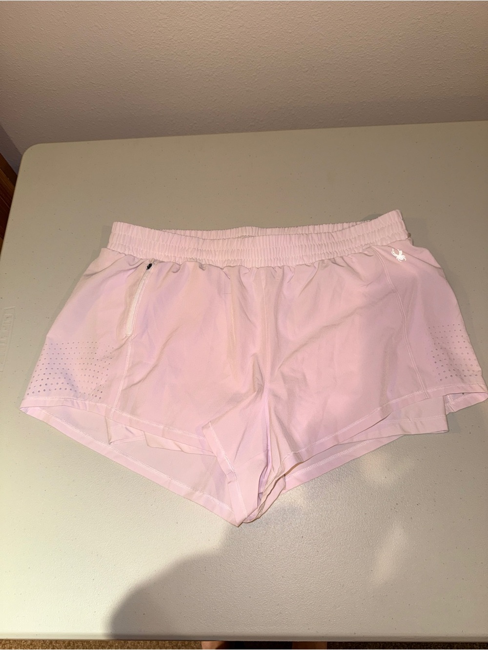 Light Pink Men's Athletic Running Shorts with Elastic Waistband